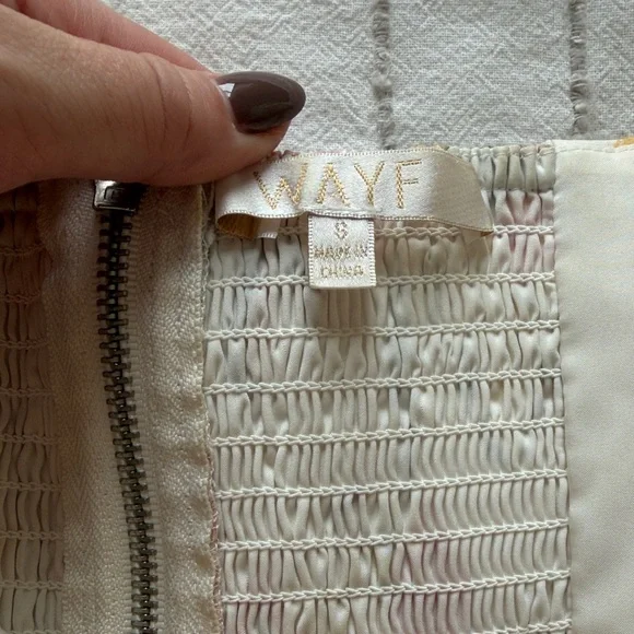 Wayf Floral Tie-Front Puff Sleeve Top - Cream with Yellow & Pink - Picture 2 of 3